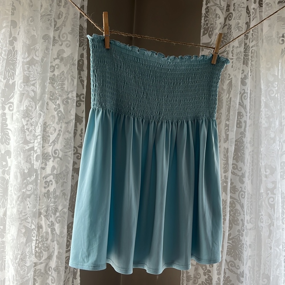 Light Blue Strapless Top